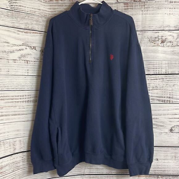 U.S polo assn Sweatshirt Mens Size XXL 1/4 zip pullover Logo Long Sleeve - Picture 2 of 10